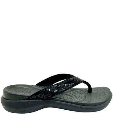 CROCS LDS SEQUIN TOE MUST SANDAL - BLACK